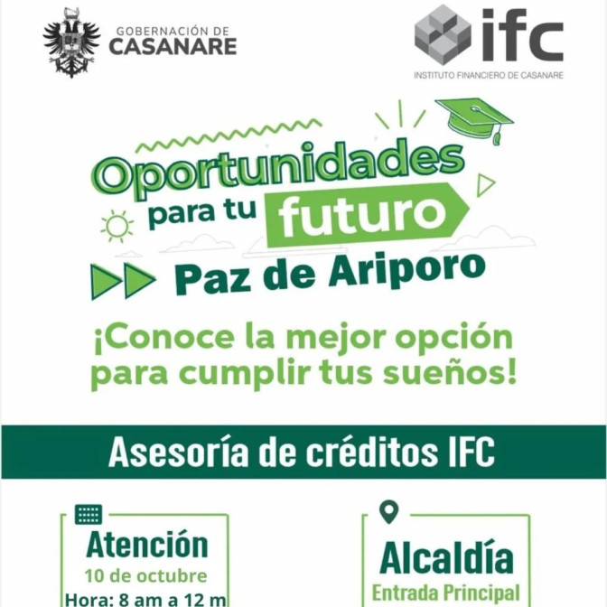 En Paz de Ariporo, el IFC adelanta este jueves 10 de octubre Brigada de Crédito